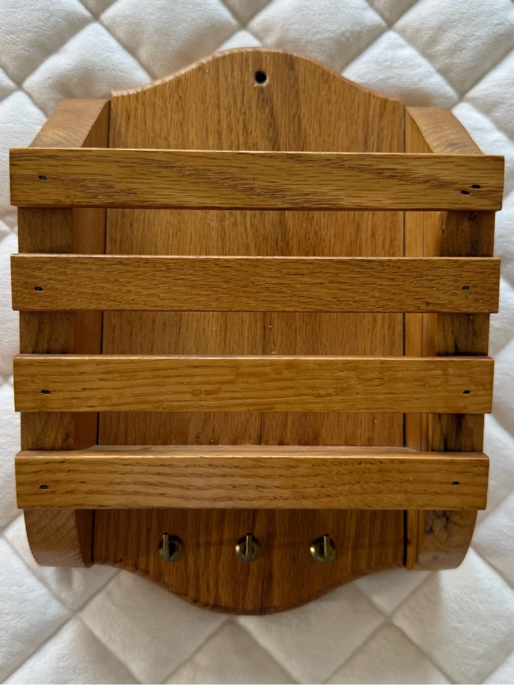Vintage Wooden Wall Mail Organizer Letter Rack Key Holder Entryway Sorter